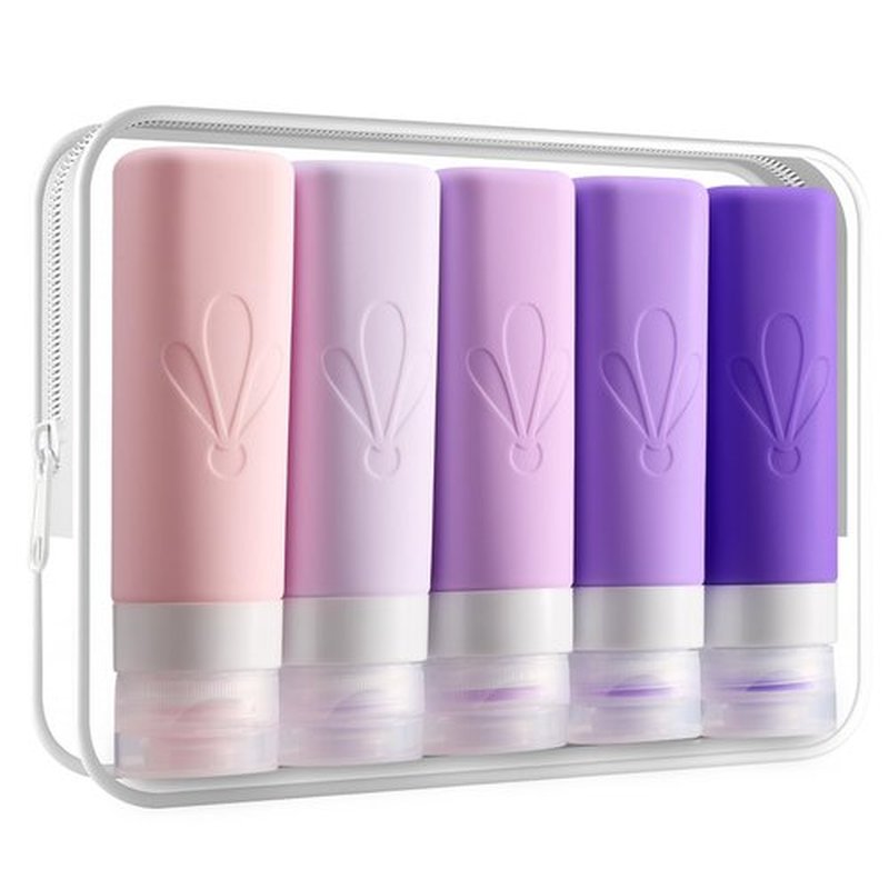 INSFIT Travel Bottles for Toiletries, TSA Approved 3oz Travel Size Containers, BPA Free Leak Proof Squeezable Silicone Tubes for Shampoo Conditioner Lotion Soap with Labels