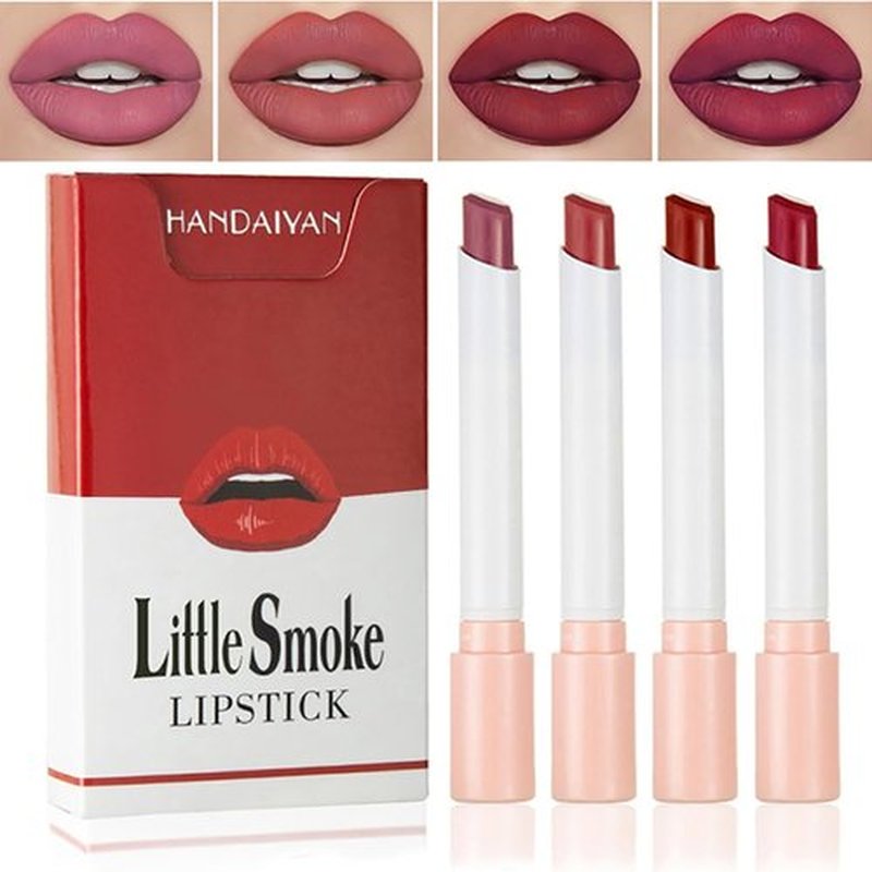 FYEBOO 4 Colors Mini Matte Lipstick Little Tube Lip Stain, Velvet Smooth Lip Stick, Long Lasting & Waterproof 24 Hours Non-Sticky Labiales Lipstick (Set A)