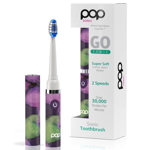 Pop Sonic Electric Toothbrush (Purple Watercolor) - Travel Toothbrushes w/AAA Battery | Kids Electric Toothbrushes with 2 Speed & 15,000-30,000 Strokes/Minute, Dupont Nylon Bristles