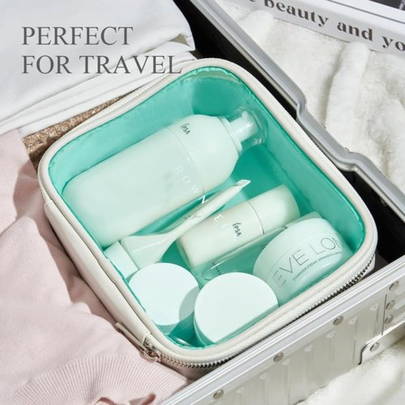 Rownyeon Clear Makeup Bag, Travel Toiletry Bag Makeup Organizer Bag Small Cosmetic Bags(White)