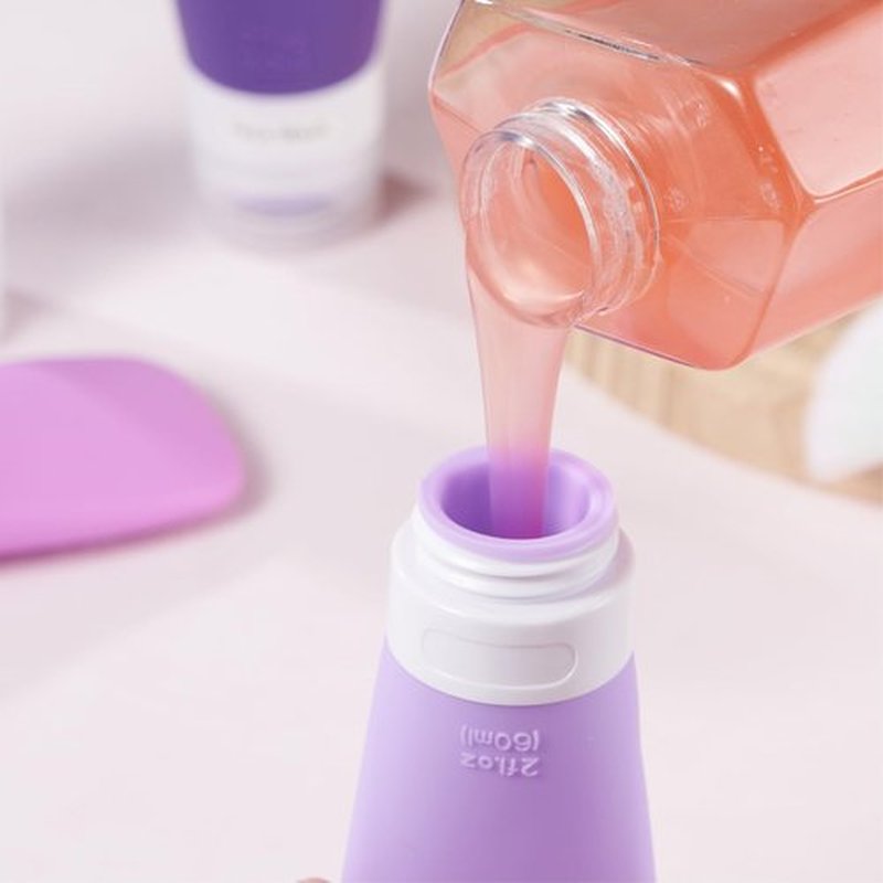 INSFIT Travel Bottles for Toiletries, TSA Approved 2oz Travel Size Bottles Leak Proof Travel Containers for Toiletries, BPA Free Refillable Travel Accessories for Shampoo Body Wash Liquids Purple