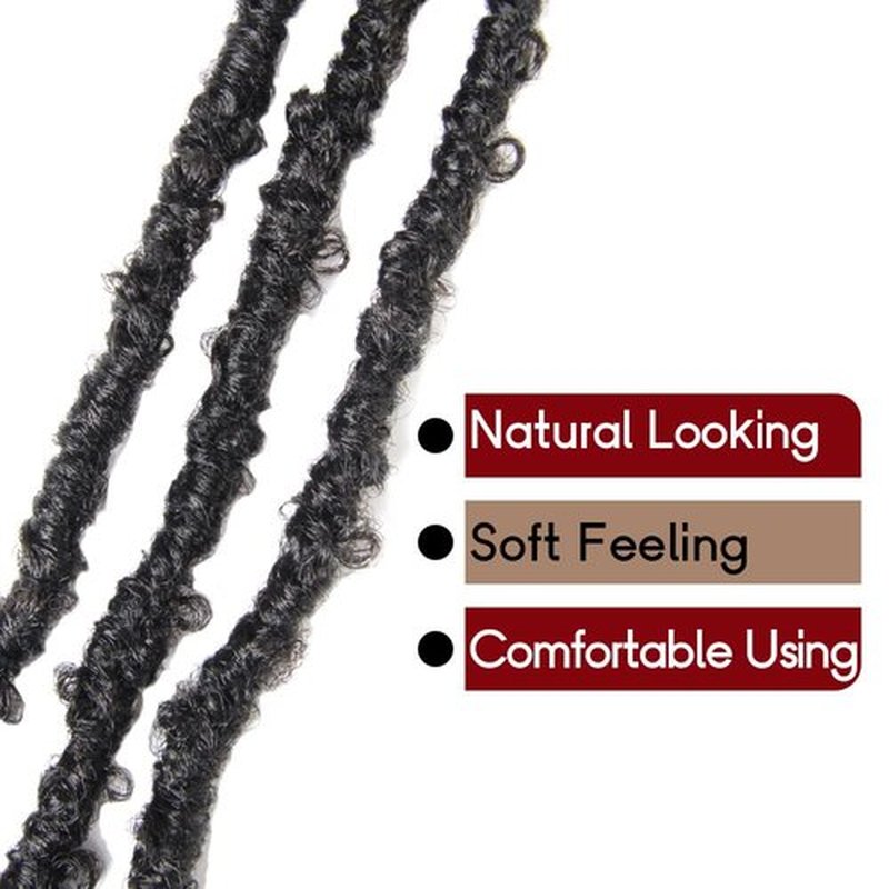 BOHOBABE Butterfly Crochet Locs 10 Inch 6 Packs Pre Looped Crochet Butterfly Locs 10 In Short Natural Black Distressed Butterfly Locs Crochet Hair (10 Inch, 1B)