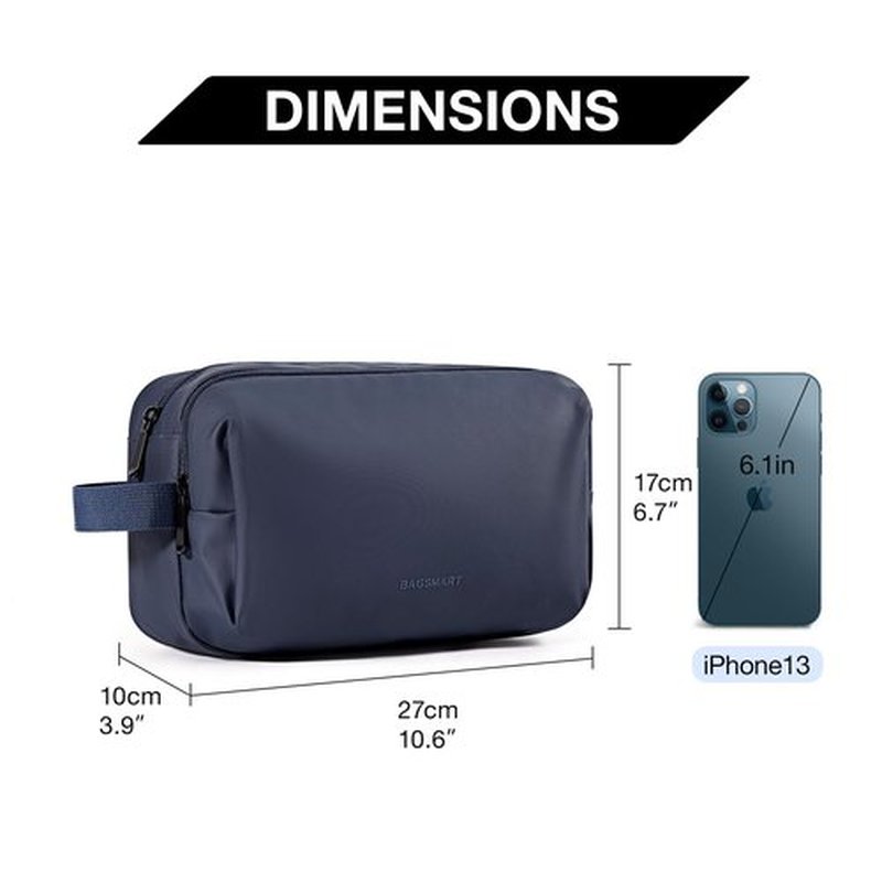 BAGSMART Toiletry Bag for Men, Travel Toiletry Organizer Dopp Kit Water-resistant Shaving Bag for Toiletries Accessories, Door Room Essentials,Navy Blue-basic