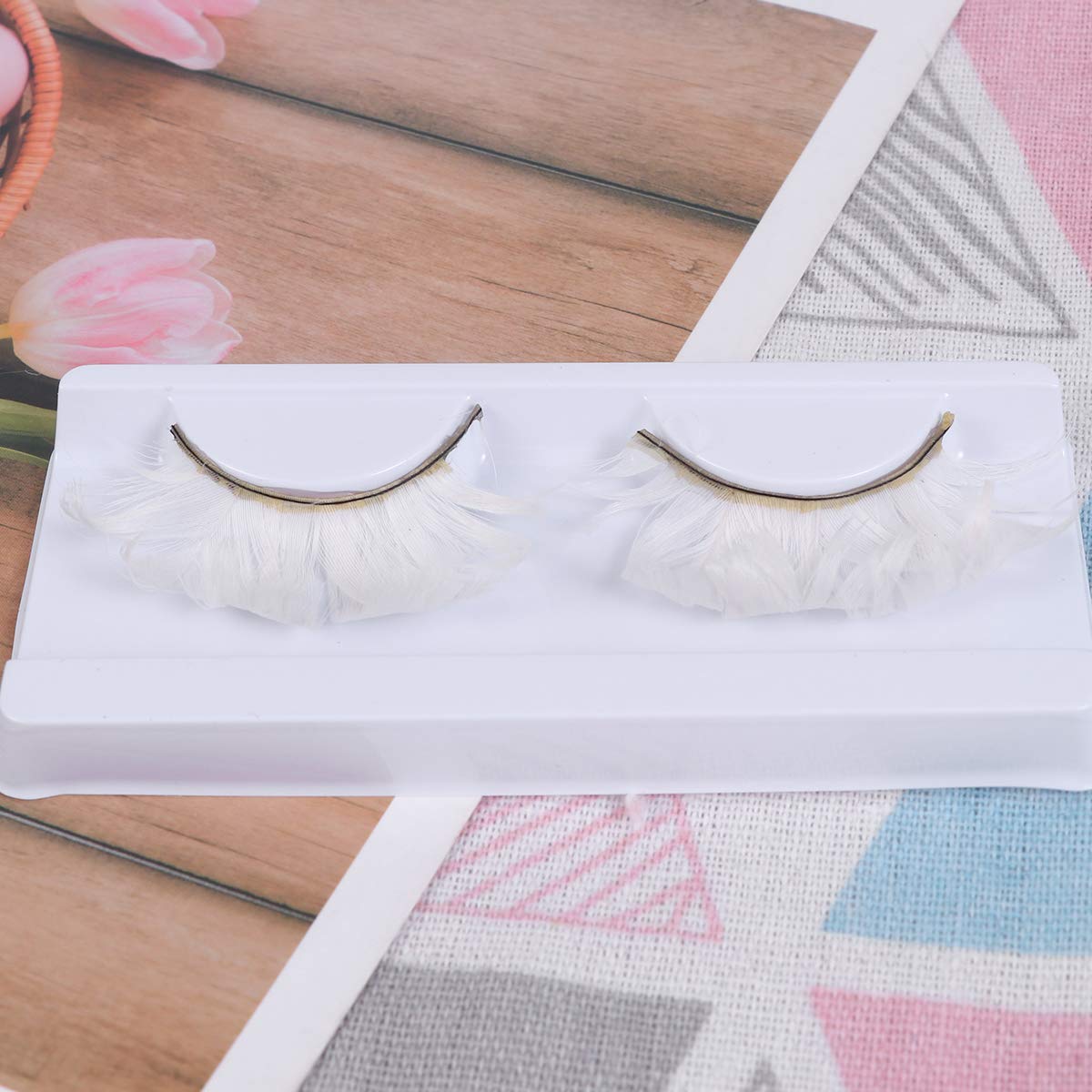 3 Pair False Eyelashes Fluffy White Eyelashes Extension for Halloween Party (White) False Lashes