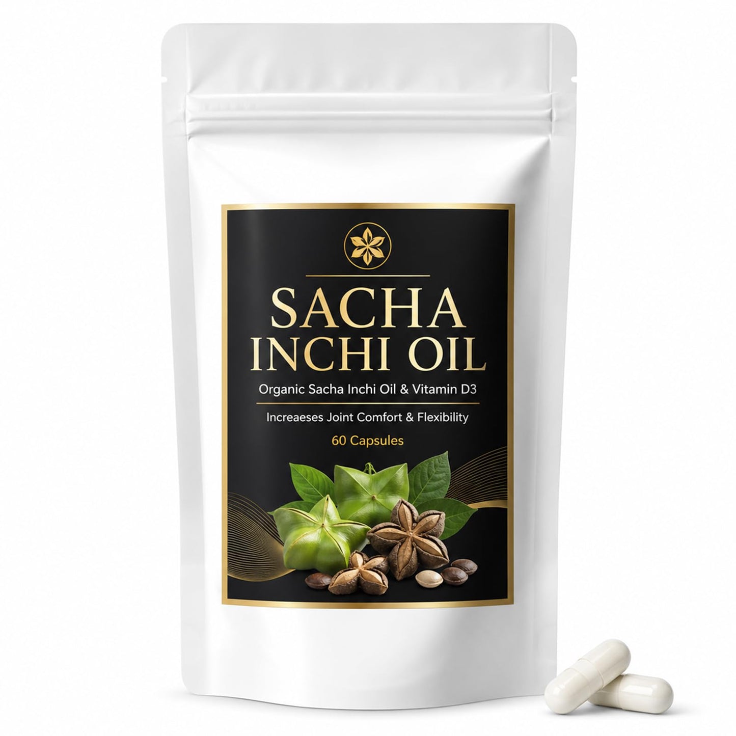 Roreiye Organic Sacha Inchi Oil & Vitamin D3, No Fish Oil, 60 Capsule