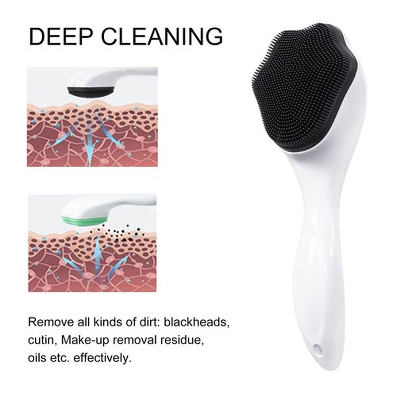 Beomeen Silicone Face Scrubber Exfoliating Brush, 2 Pack Manual Handheld Facial Cleansing Brush Blackhead Scrubber, Soft Bristles Waterproof for Face Skincare (Green,Black White)