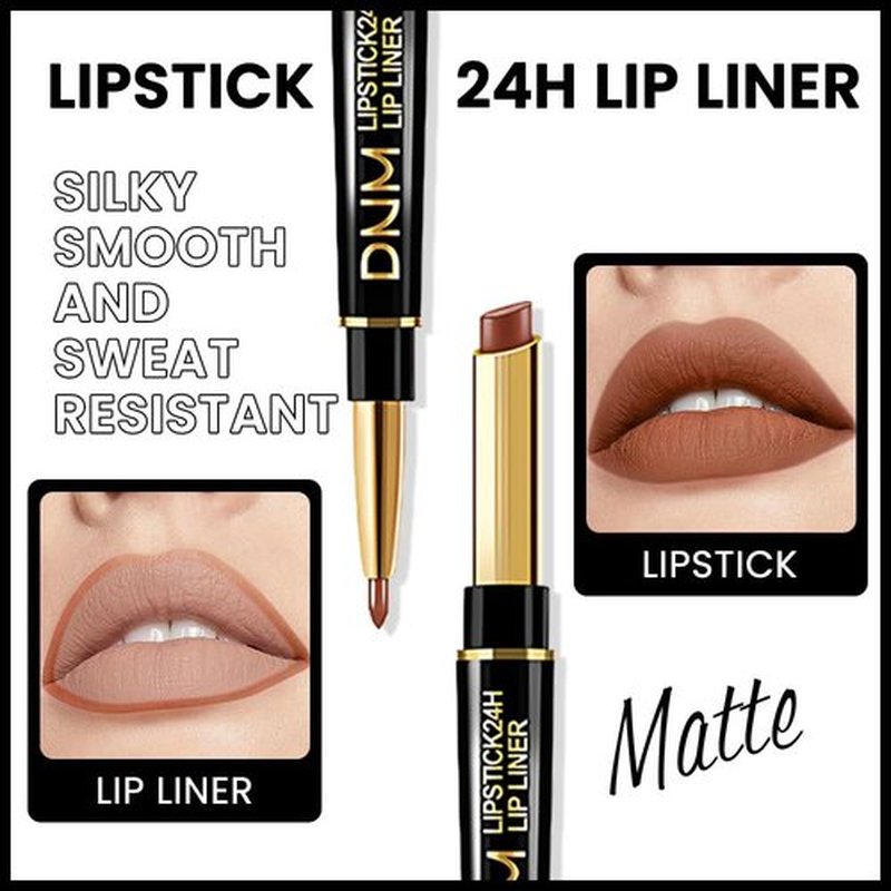 HHLTOH 2 in 1 Brown Velvet Matte Lip Liner and Lipstick Combination DNM Magic Lipstick Lip Stain 24 Hours Original Lip Liner Makeup Stain Long Lasting Waterproof Smudge Proof labial Lip Pencil Set38#