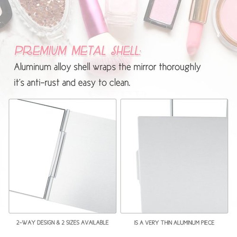 G2PLUS Portable Folding Vanity Mirror, Single Side Travel Shower Shaving Mirror, 5.9'' x 3.94'' x 0.1'' Small Folding Mirror for Travel, Bathroom, Desk, Makeup, Beauty, Grooming