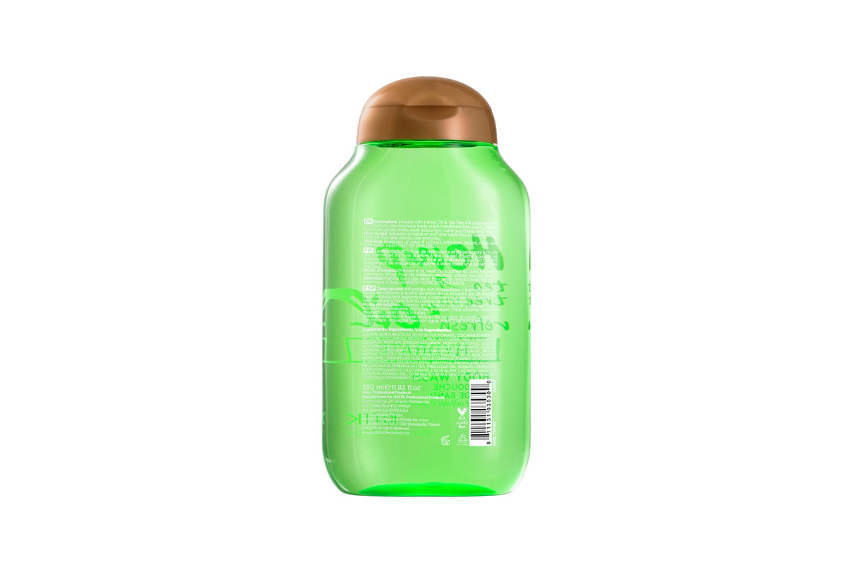 SHAKEBAR Justk Hemp Oil and Tea Tree Oil Body Wash, Tea Tree Body Wash, Natural Plant Formula, Effectively Removes Excess Skin Oil, Suitable for Men and Women