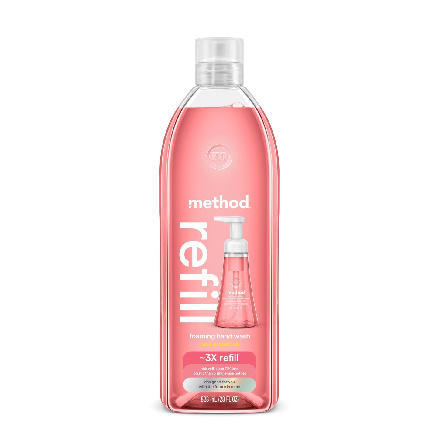Method Foaming Hand Soap, Refill, Pink Grapefruit, Recyclable Bottle, 28 oz, (Pack of 1) (Packaging May Vary)