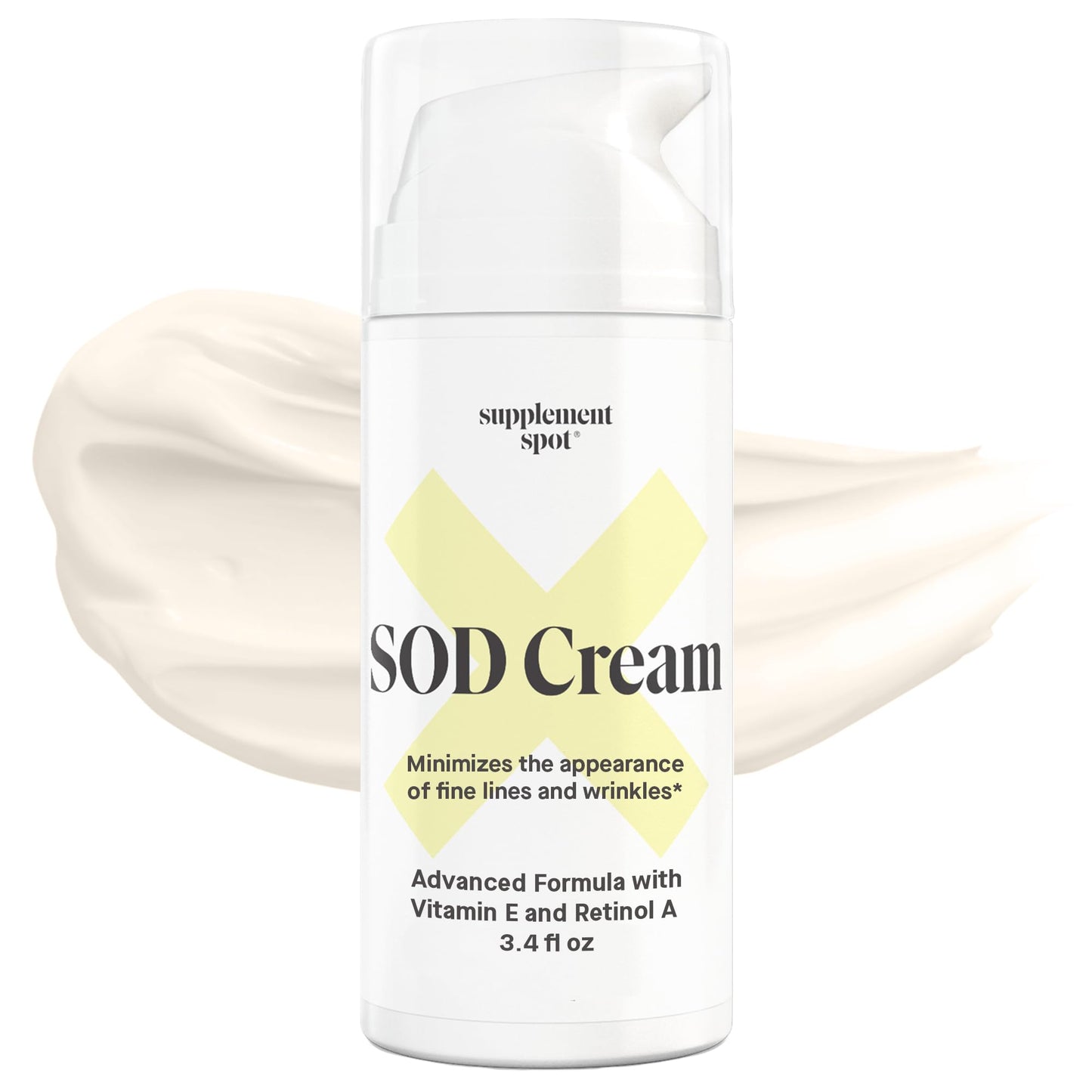 Supplement Spot Superoxide Dismutase (SOD) Anti-Aging Cream - Face Moisturizer for Fine Lines & Wrinkles, Smooth & Firm Skin, Youthful Glow, Antioxidant-Rich Skincare, 3.4 oz