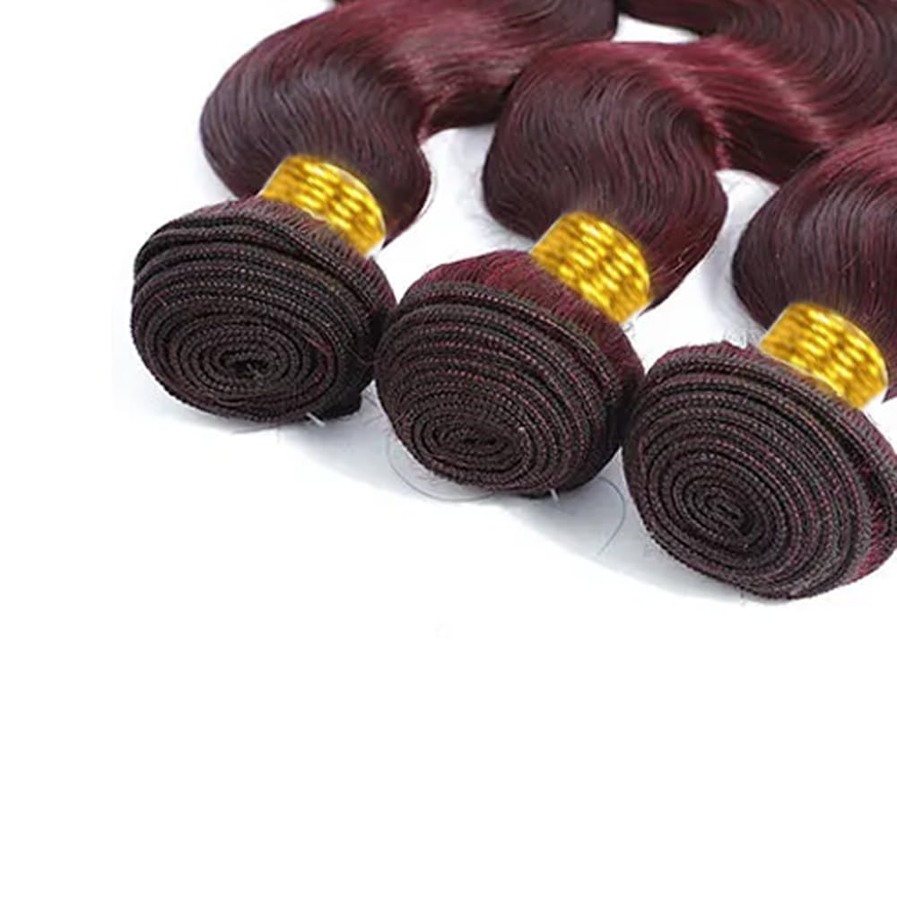 Burgundy Human Hair Bundles 99J Body Wave Human Hair Bundles Brazilian Unprocessed Virgin Hair 3 Bundles 12 12 12 Inch 99J Body Wave Bundles Wine Red Bundles Human Hair Extensions