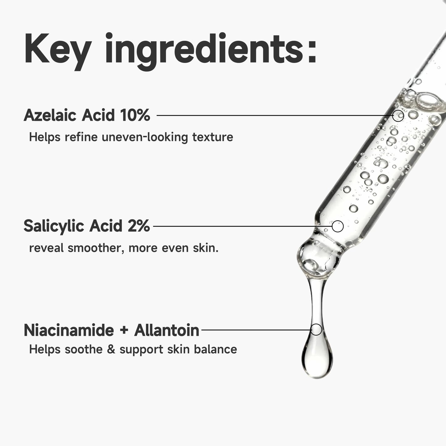 Vectium Azelaic Acid 10% + Salicylic Acid 2% Facial Serum for Oily & Blemish-Prone Skin, Daily Post-Breakout Care, Lightweight Serum, 30ml (1 Fl Oz)