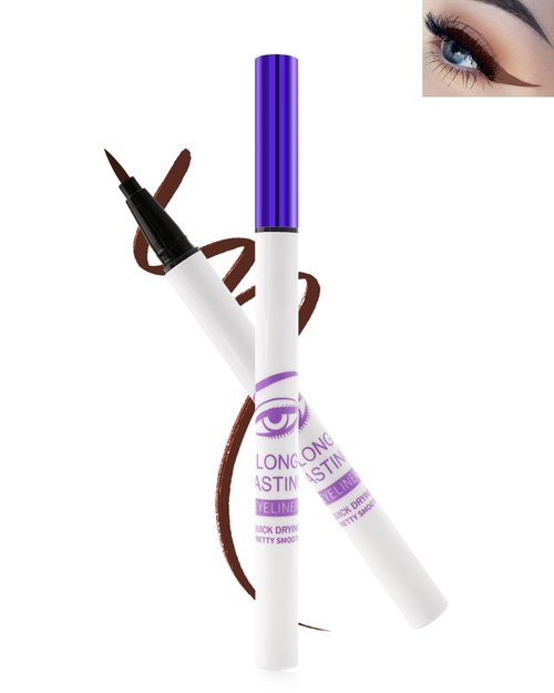 Brown Matte Liquid Eyeliner, Waterproof Long Lasting Eyeliner Pencil, Smudge Proof, Quick-Dry, Ultra-Fine Tip & Smooth Application, High Pigmented Eye Liner Pen Makeup for Women, Delineador De Ojos-02