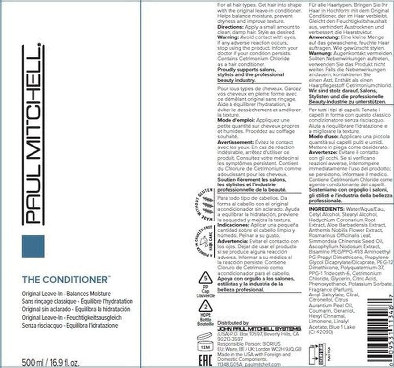 Paul Mitchell The Conditioner Original Leave-In, Balances Moisture, For All Hair Types, 16.9 fl. oz.