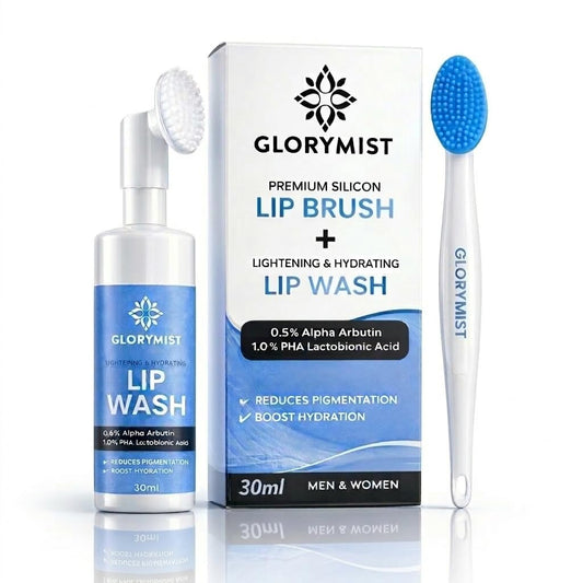 All-In-One Lip Wash & Silicone Brush - Hydrating Foaming Cleanser for Dry, Dark Lips | Daily Care Set (Pack of 2)