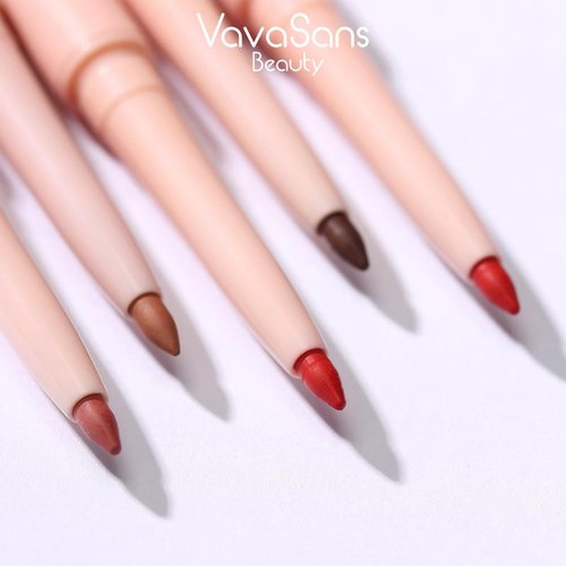 VavaSans Matte Lip Liner Mechanical Pencil Ultra-Blendable Ruby Red and Pink Dual Ended Two Color Retractable Lipliner Pigmented Smooth Creamy Textured Waterproof Smudge Proof Long Lasting Makeup
