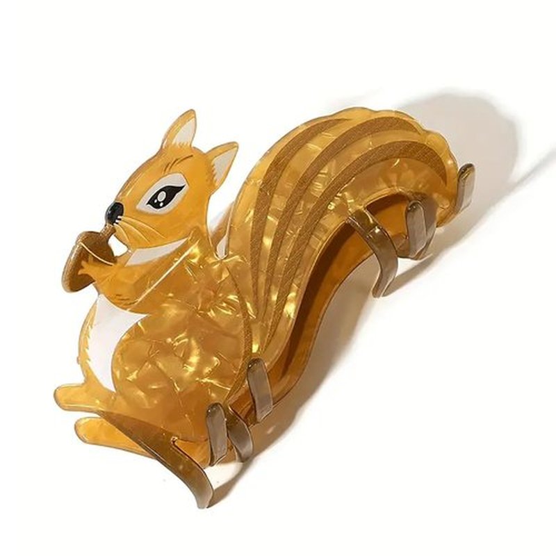 Thanksgiving Hair Clips Cute Hair Accessories Squirrel Shape Hair Claw Clips Brown Acrylic Shark Jaw Clip Medium Size Fall Hair Clip Cartoon Animal Hair Barrettes for Women Hair Supplies
