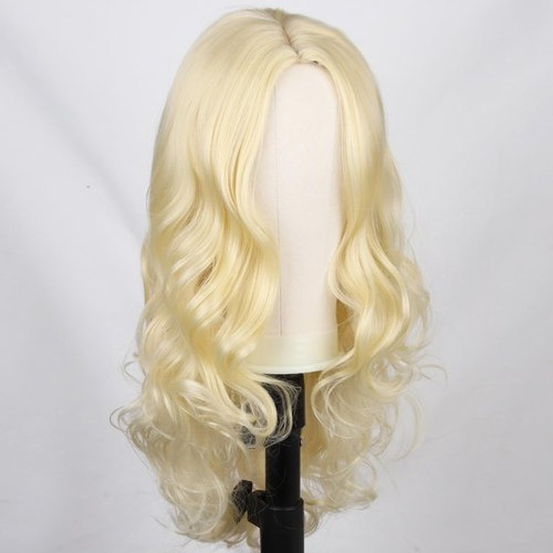 RightOn Blonde Wig Long Wavy Wig Charming Full Synthetic Wigs for Women Natural Curly Wig Long Wig Light Blonde Wigs with Wig Cap