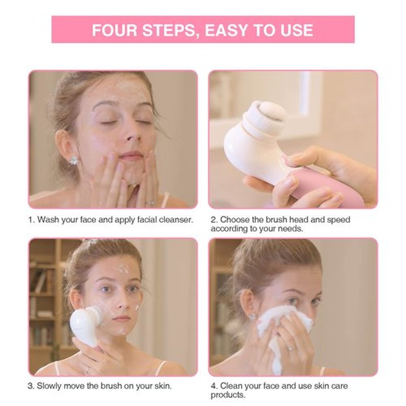 Face Brush Electric Face Cleansing Brush Skin Cleansing Face Scrubber with 3 Brush Heads TOUCHBeauty Spin Brush for Deep Cleansing Exfoliation, Facial Cleanser Brush for Massaging