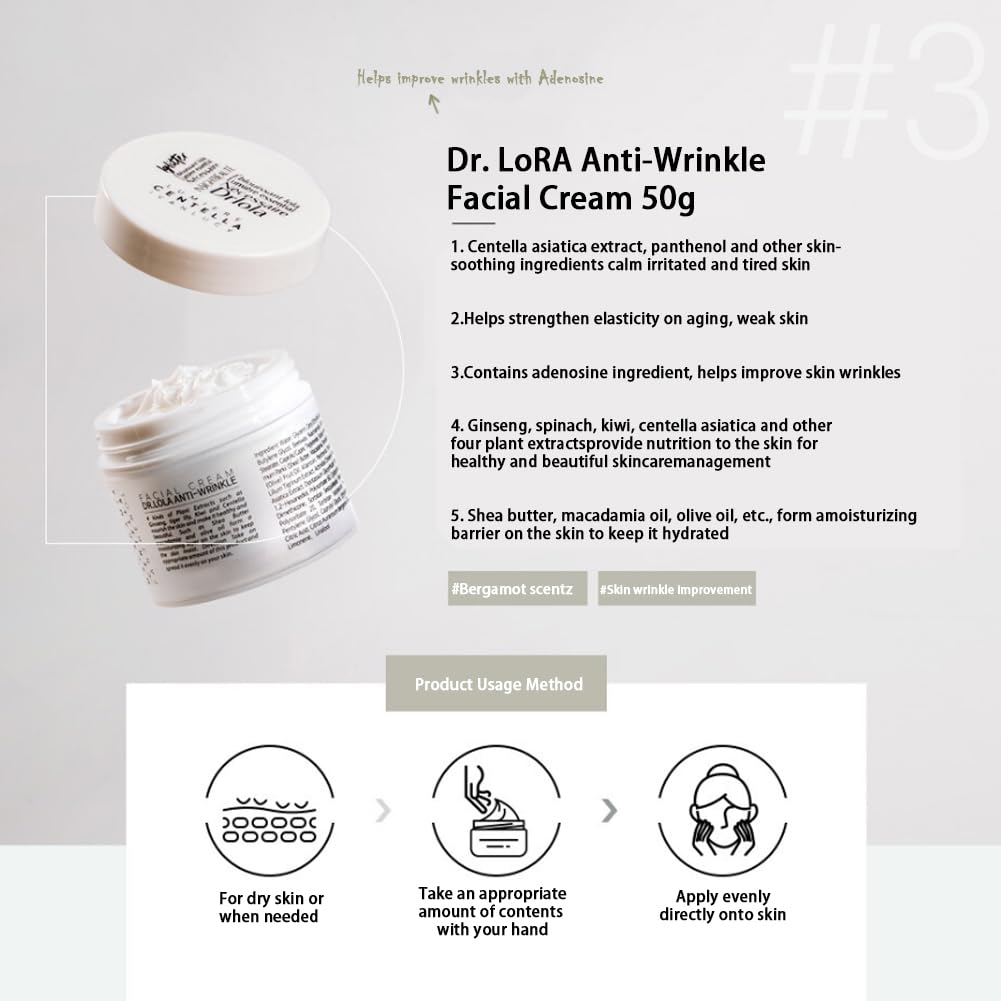 Byulbyulskin Korean Dr.LoLa Time-Goes-Slowly Set | Red Ginseng Anti-Wrinkle Face Cream | Adenosine Nourish & Smooth Skin | Green Centella Toner Spray AM for Moisturizing | Korean Skincare