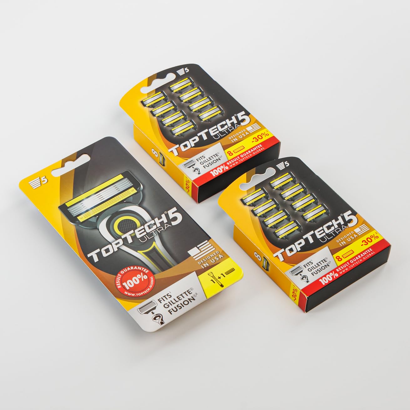 TopTech ULTRA 5 Razors for Men - Manual Shaving Razor & Refills - (Handle + 17 Replaceable Cartridges) - 5 Blades Technology - Fits Gillette Fusion - Soft Shave & Super Sharp - Cost-effective Refill