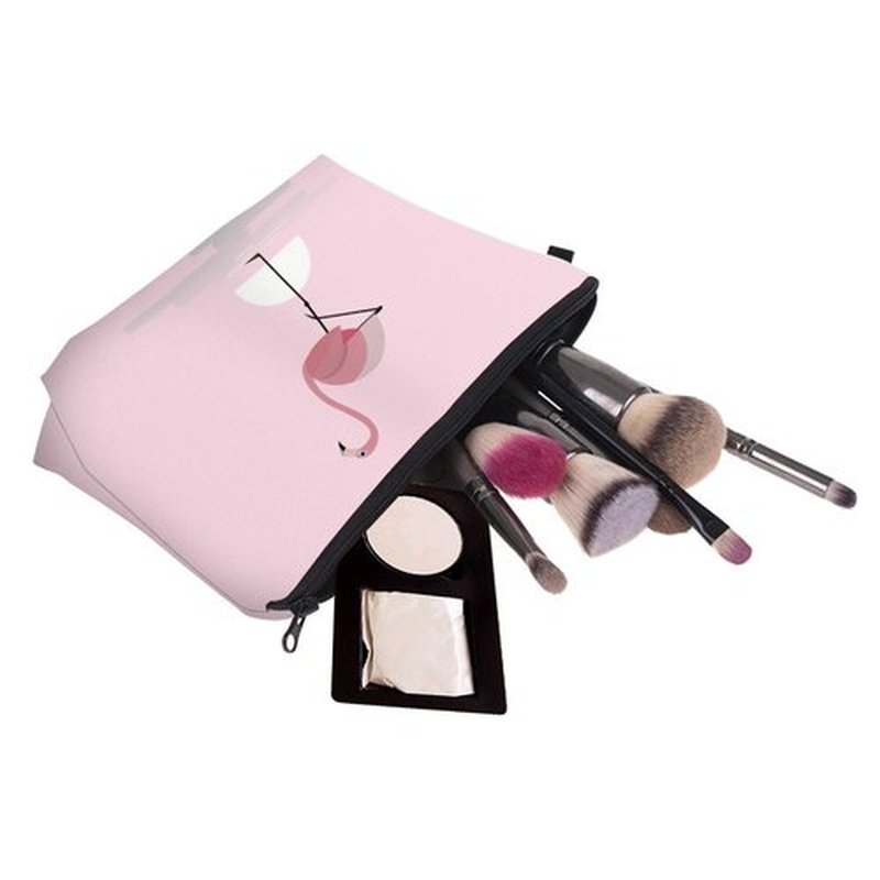 LOOMILOO Small Makeup Bag Pink Flamingo Cosmetic Bags for Women Cute Women Toiletry Bag (51070)
