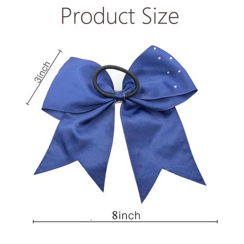 Hipcheer 12PCS 8" Rhinestones Large Cheer Hair Bows for Girls, Hand-made Grosgrain Ribbon Hair Accessories for Teen Girls Softball Cheerleader Sport (Navy)