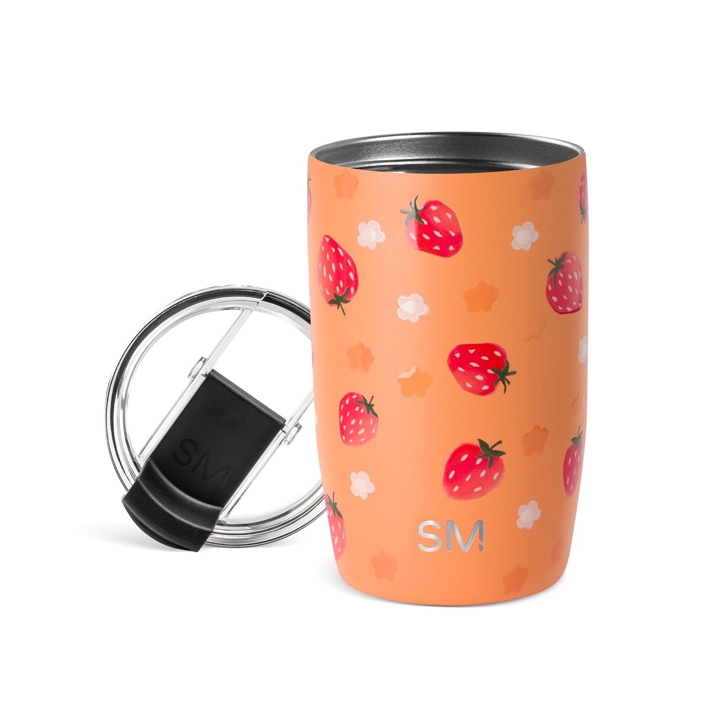 Simple Modern Voyager Tumbler with Flip Lid | Travel Coffee Mug | Insulated Stainless Steel Cold Brew Iced or Hot Coffee Cup | Gifts for Women Men Her Him | 12oz, Strawberry Fields