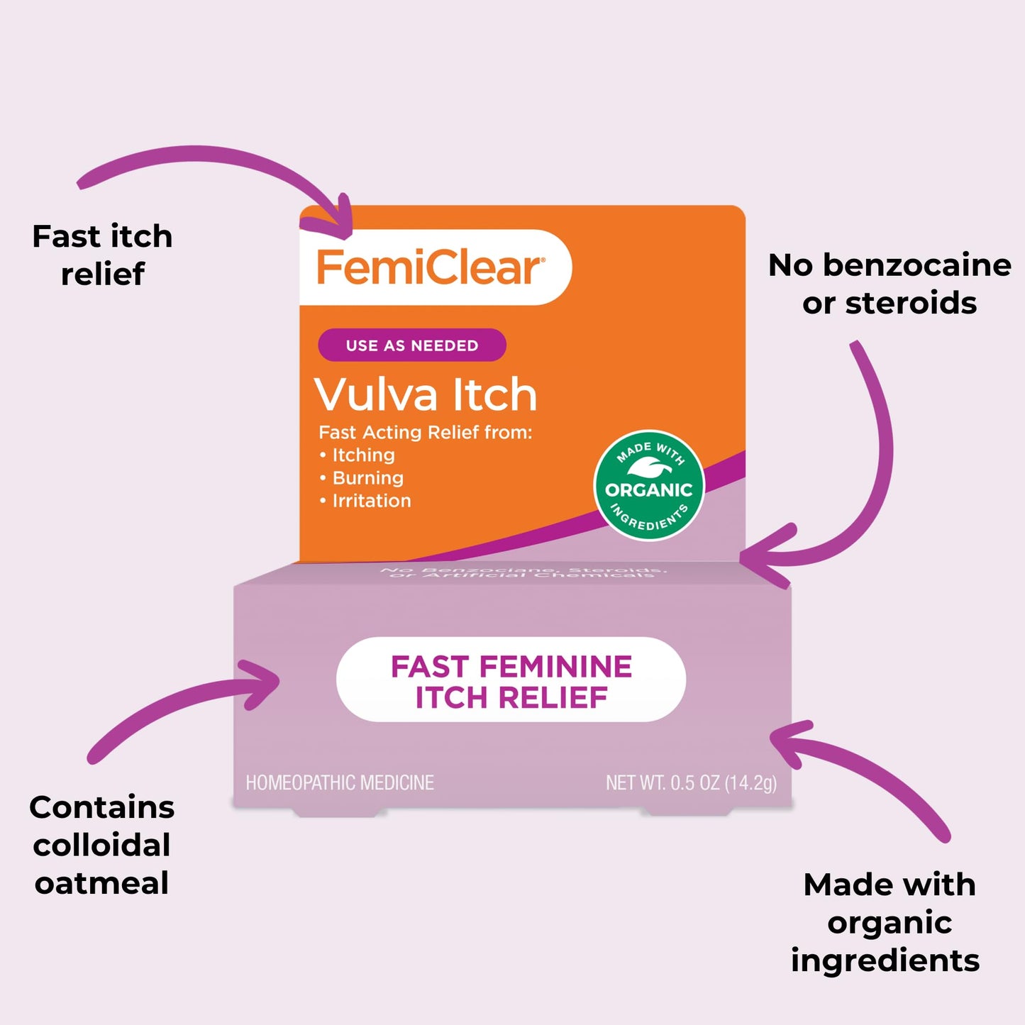 FemiClear Vulva Itch Relief Ointment, Fast-Acting, 0.5 Oz