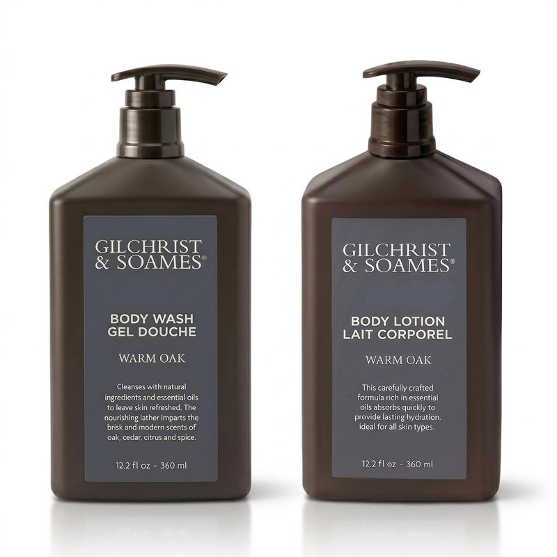 Luxury Hotel Body Lotion & Wash - Warm Oak Scent - 12oz Set | Spa Quality Care