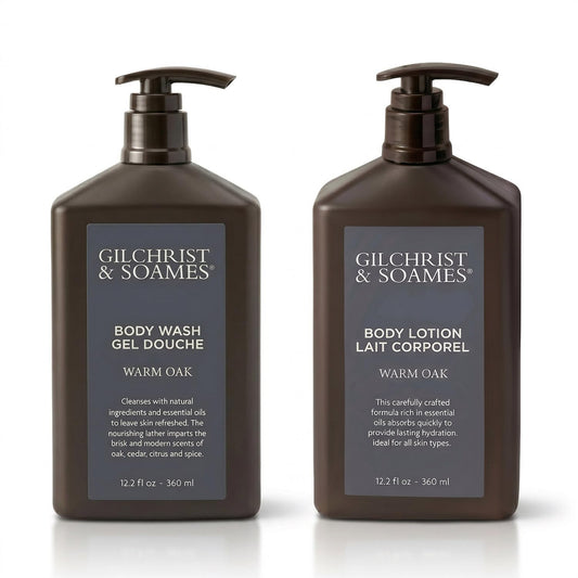Luxury Hotel Body Lotion & Wash - Warm Oak Scent - 12oz Set | Spa Quality Care