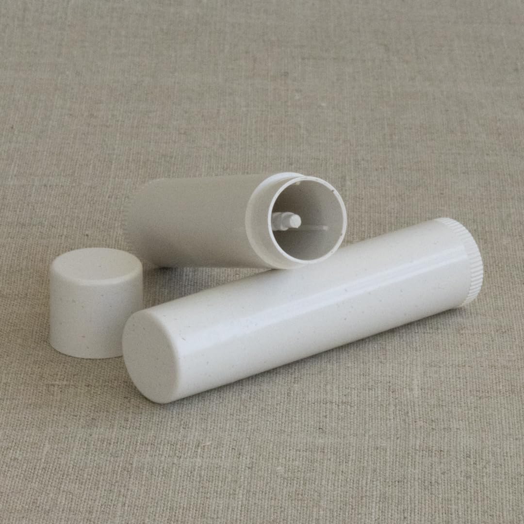 GreenWay 0.15oz / 4.25g Bamboo Lip Balm Tubes with Lids - 50 Pack Twisting Empty Chapstick Tubes - Plastic-free Refillable Lip Gloss Tube - Eco-Friendly DIY Cosmetic Containers – White