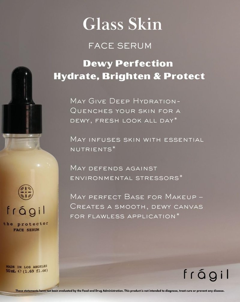 Glass Skin Face Serum - Hydrating Vegan Face Oil with Zinc & Vitamin C for Even Skin Tone | 1.69 fl oz