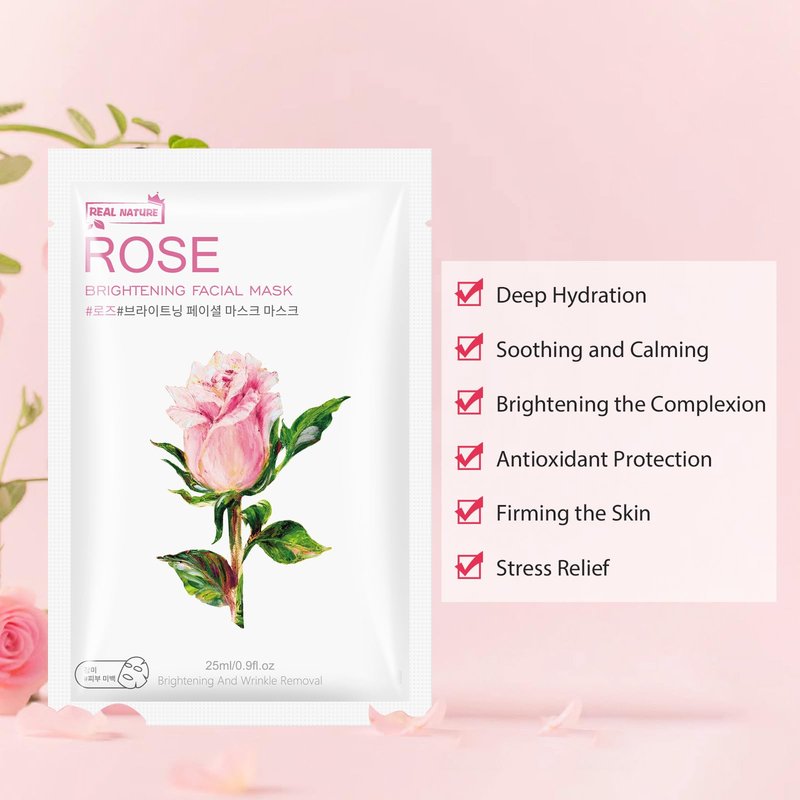 GUOYAOLIFU Hydrating Facial Masks Skincare for Women,White Rose Face Mask Sheet Skincare, Moisturizing Face Mask for All Skin Types (8-Packs)