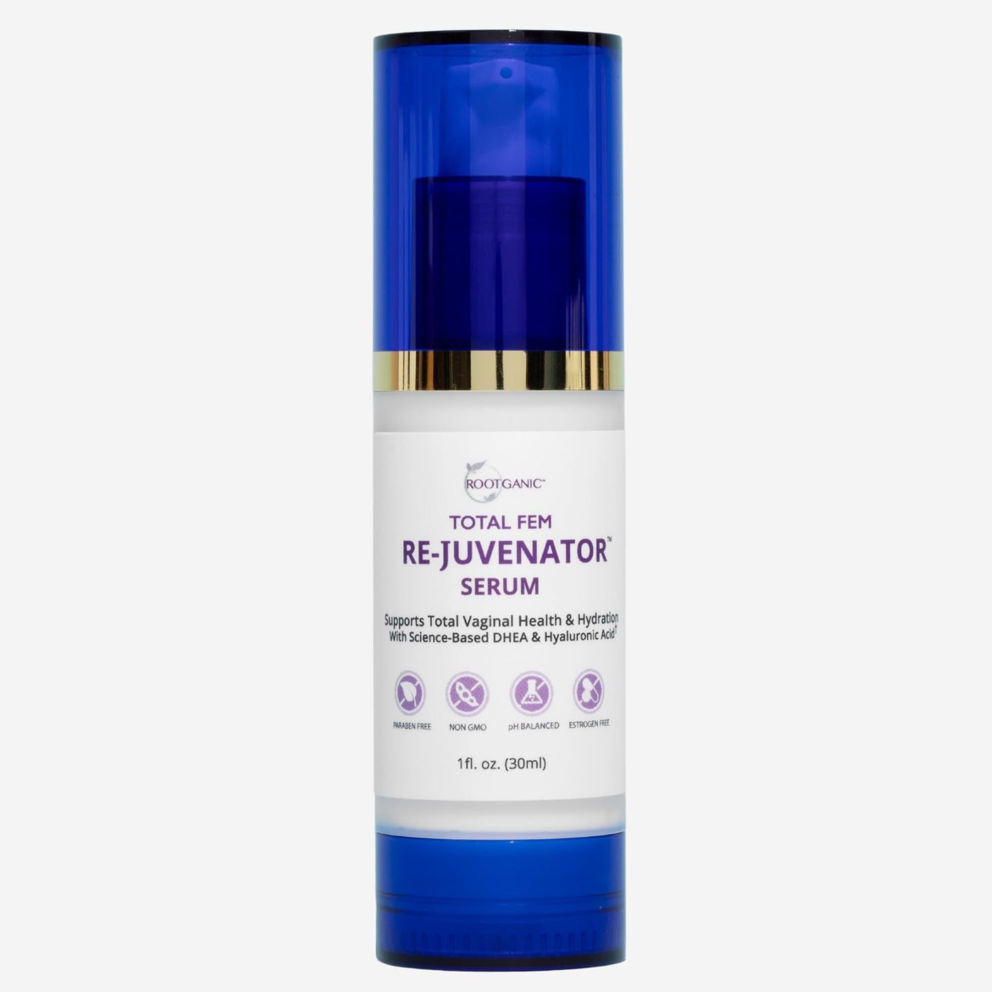 Rootganic Total Fem ReJuvenator Serum - Internal Vaginal Moisturizer with DHEA and Hyaluronic Acid - Hormone-Free Intimate Vaginal Support for Menopause, Postpartum and More - 30ml