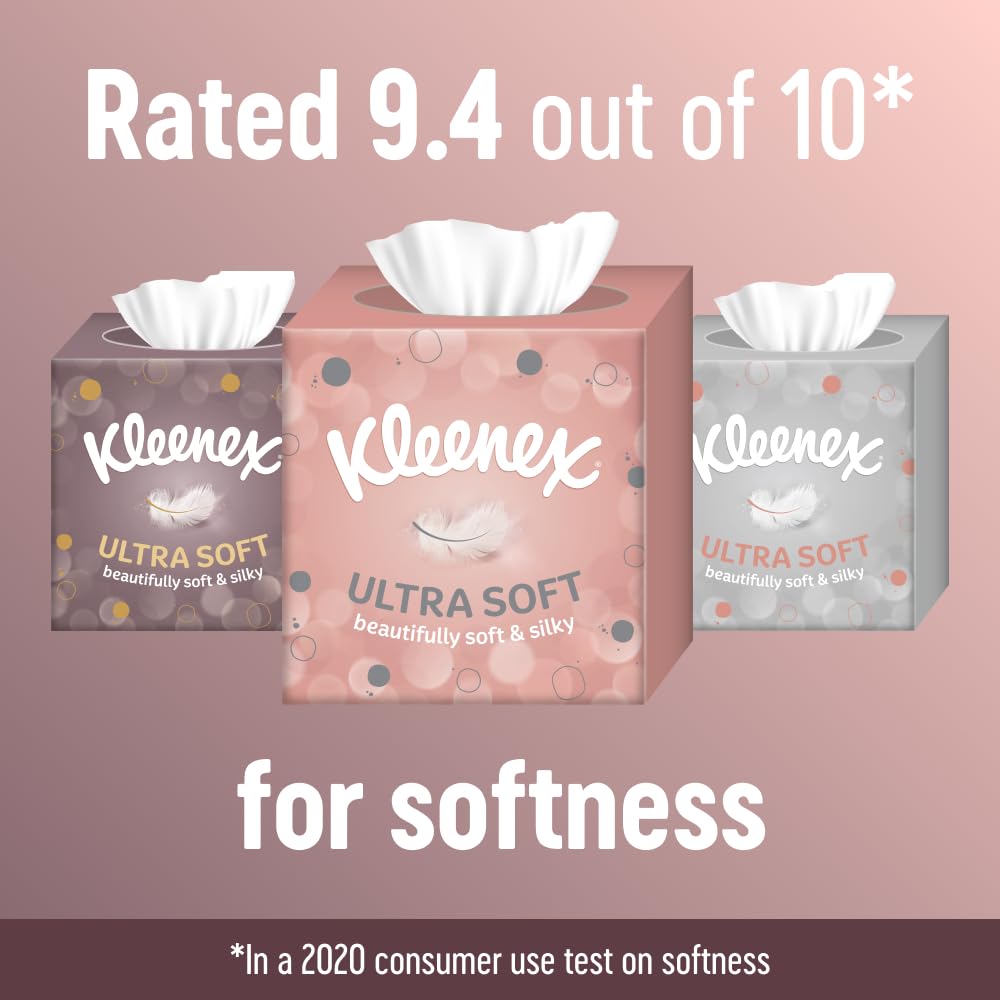 Kleenex Ultra Soft Facial Tissues - Pack of 12 Cube Tissue Boxes