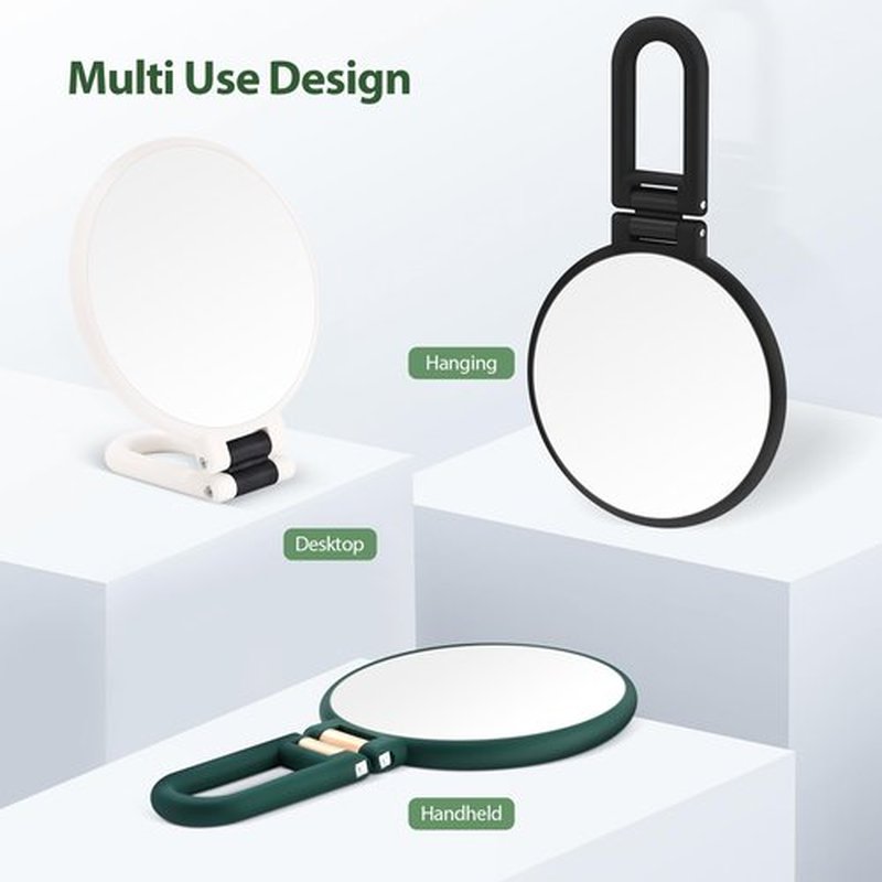 B Beauty Planet Handheld Magnifying Mirror, Double Sided Travel Magnifying Mirror with 30X/1X Magnification, 360°Adjustable Handle and Precision Tweezers, Portable Multi-Purpose Makeup Mirror Green