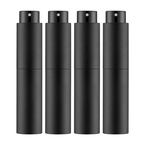 Tekson 4PCS 10ML Perfume Atomizer Travel, Refillable Cologne Containers, Dispenser Spray Empty Bottle for Mini Sprayer Size （Black