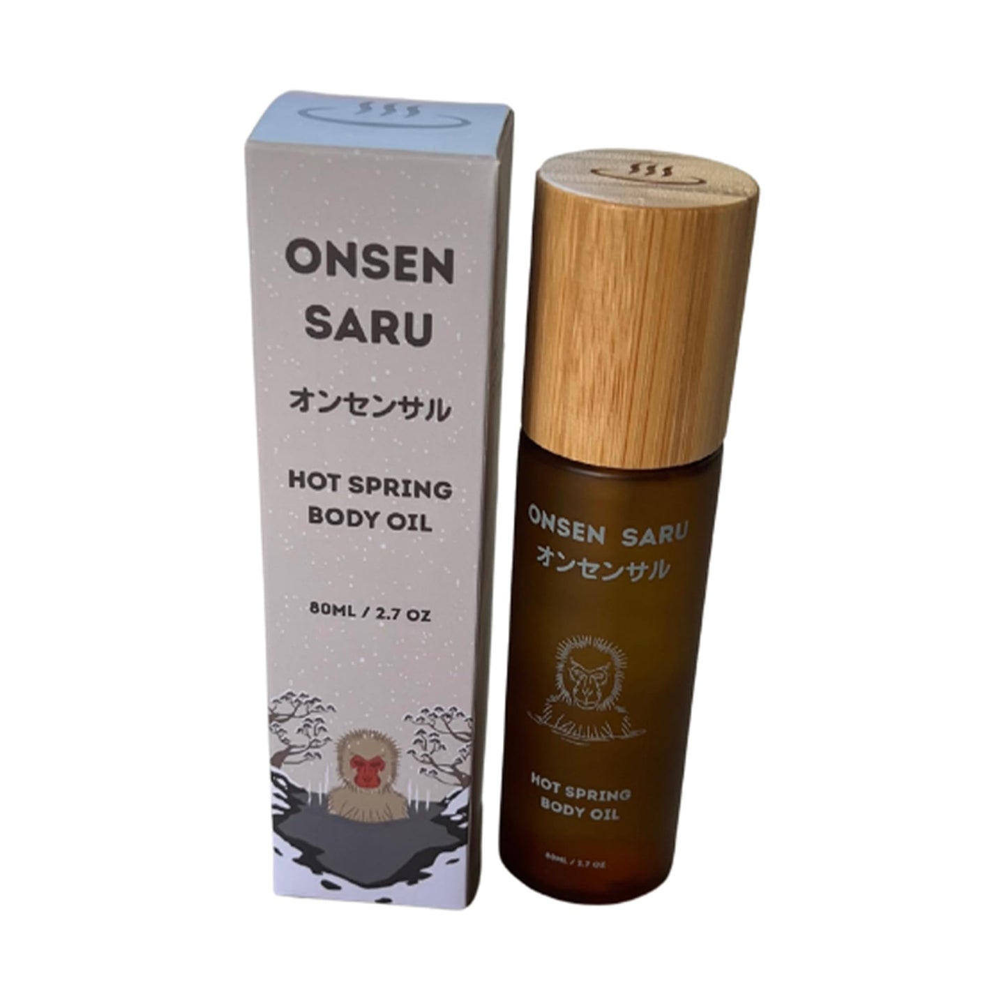 Hot Spring Body Oil - Japanese Onsen Saru - Scents of Snow, Japanese Matsu Pine, and Cedar Wood - 80 ml (8 oz)