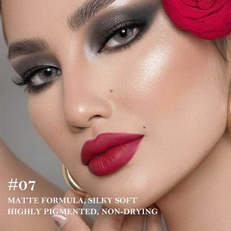 JUAAZIN Vivid Auburn Gradient Matte Lipstick Crayon Lip Liner pencil, Flawless Contour Gradual Ombre Effect lip Pencil, High Pigmented Long Lasting Waterproof Smudge Proof Lipstick Pencil 07#