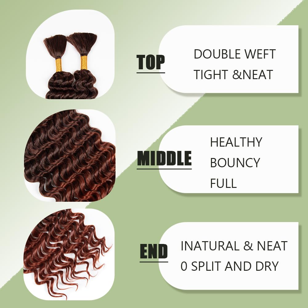 Deep Wave Bulk hair for Braiding Wet and Wavy Micro Braiding Hair No Weft Faux Deep Wave Braiding Hair Extensions for Box Boho Braids 150g with 2Bundles #1B/350 (20Inch)