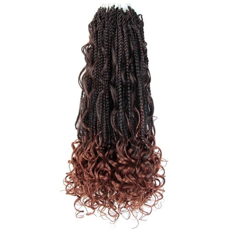 Niseyo Goddess Box Braids Crochet Hair 18 Inch 8 Packs Long Crochet Box Braids Pre Looped Curly Ends Boho Style Synthetic Hair (T350/Ombre Ginger Red)