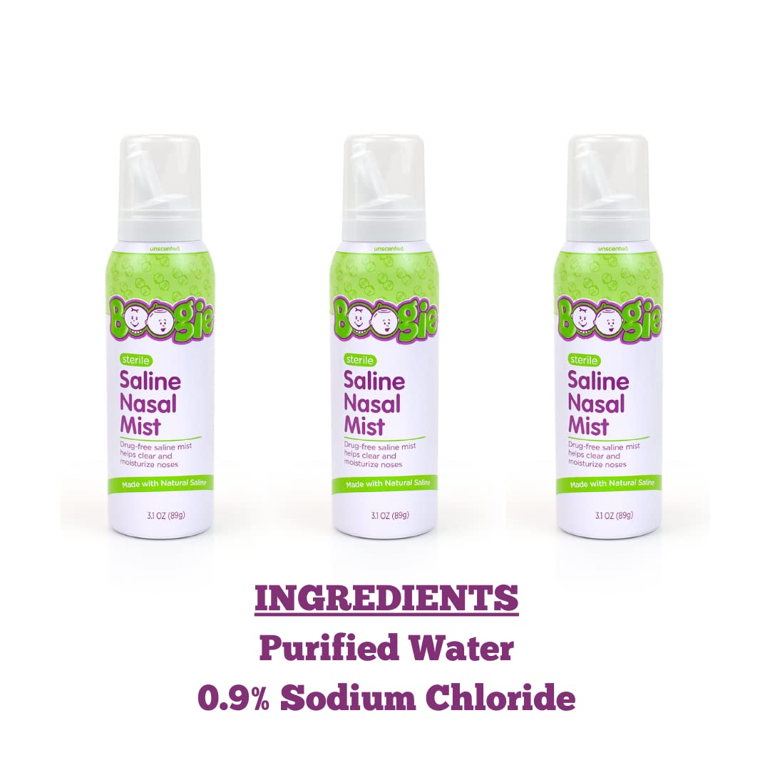 Boogie Wipes - Saline Nasal Spray Mist for Kids, Fresh - 3.1 Oz (3 Pk)