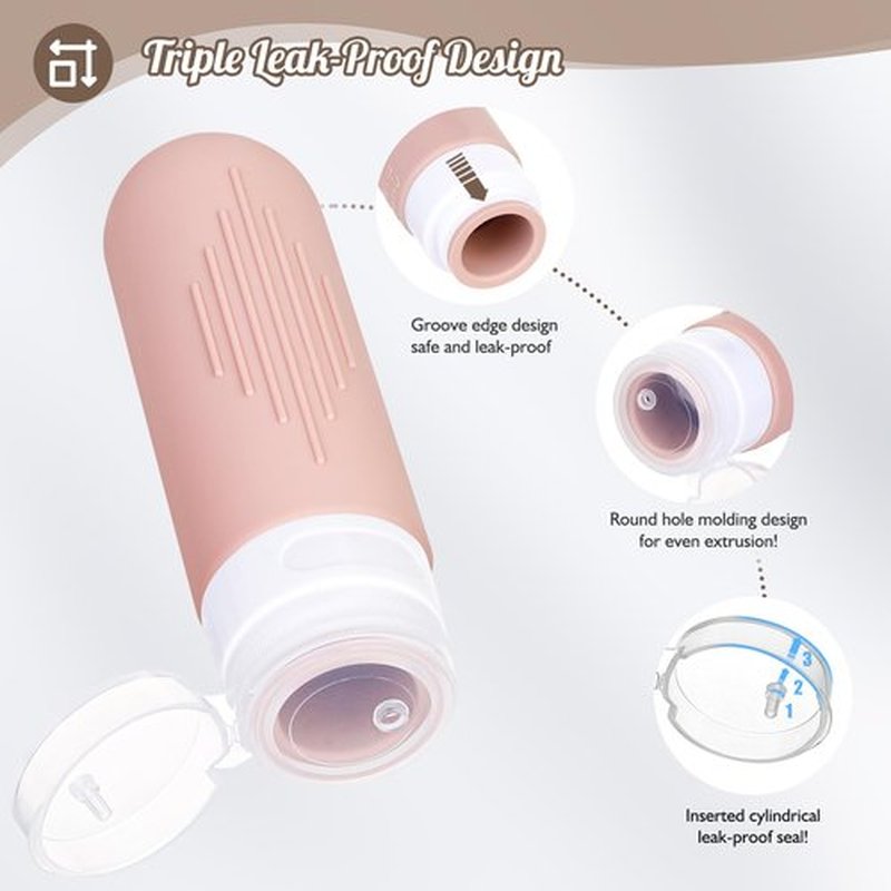 JBYAMUS 16 Pcs Silicone Travel Bottles Set, Leak-Proof Travel Size Toiletries, TSA Approved Travel Bottles for Toiletries, Portable Travel Toiletries Containers for Women (X-Brown)