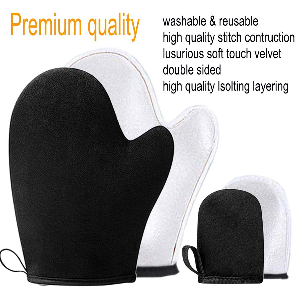 Self Tanning Mitt Set Includes Self Tanner Mitt Mini Tanning Glove Treatment Details Exfoliating Glove Self Tanner Back Applicator with Handles for Even, Streak-Free Glow