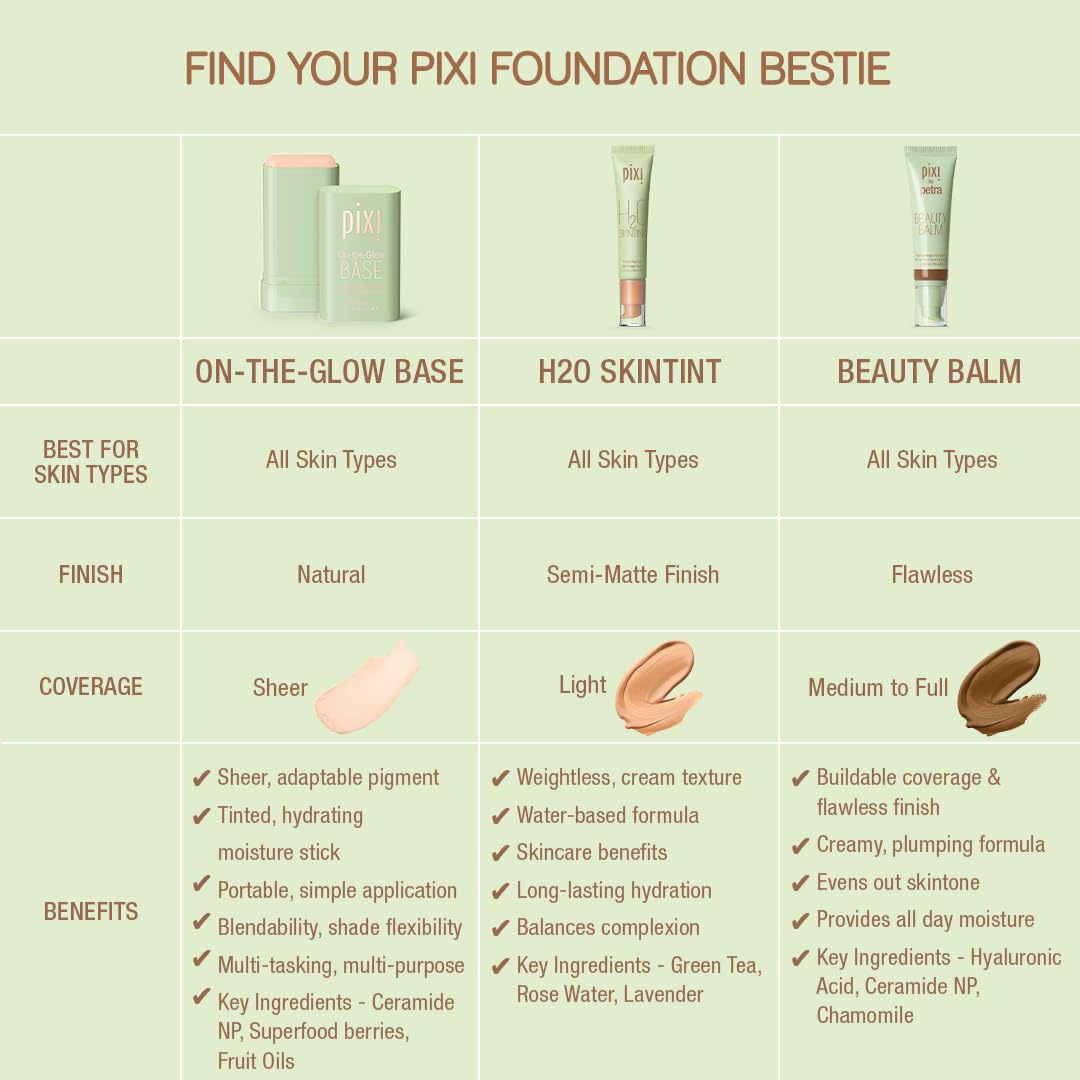Pixi Beauty On-the-Glow Base| Tinted Moisturizer Foundation Stick | Warm: Medium, golden shade| 0.6 oz / 19g
