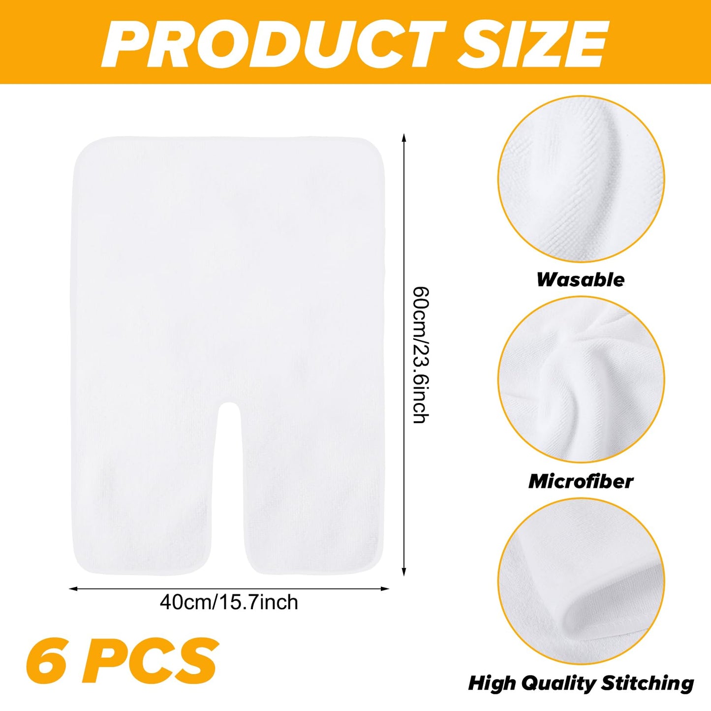 HOFURME 6 Pcs Facial Towels for Estheticians – Microfiber Soft U Shape Spa Towels for Facial, Skincare, Massage & Professional Use (White, 15.7x23.6 Inch)