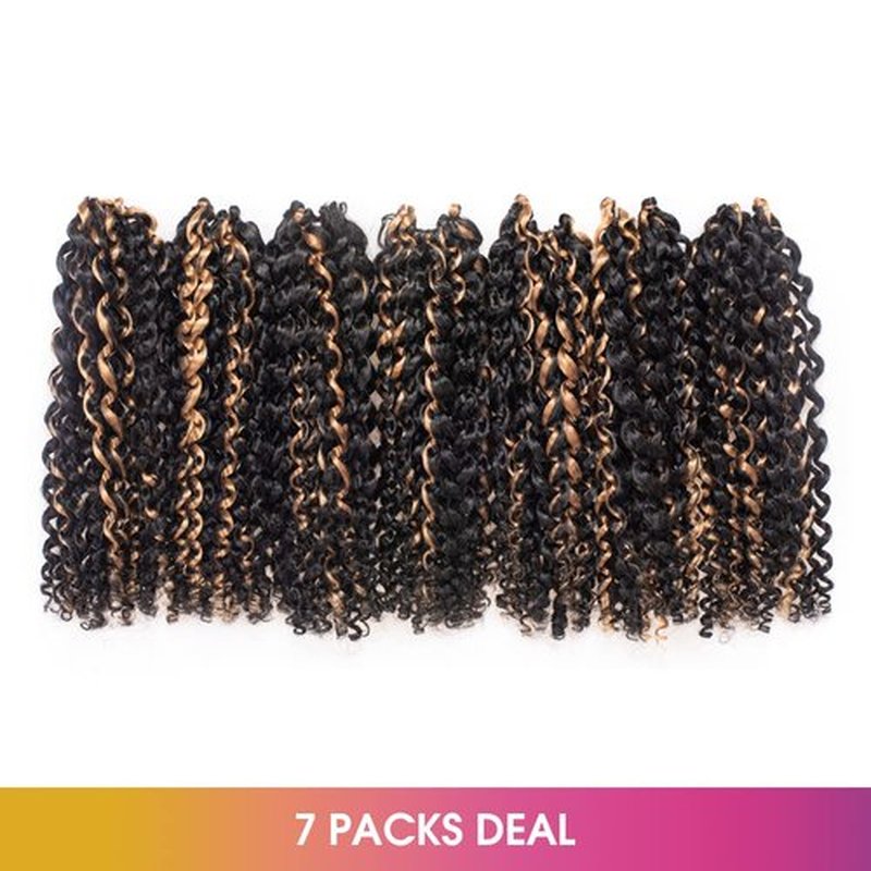 Pelokaa Passion Twist Hair - 12 Inch 7packs Black Mix Blonde Water Wave Crochet Braids Synthetic Braiding Hair Extensions (12 Inch 7Packs,P27)