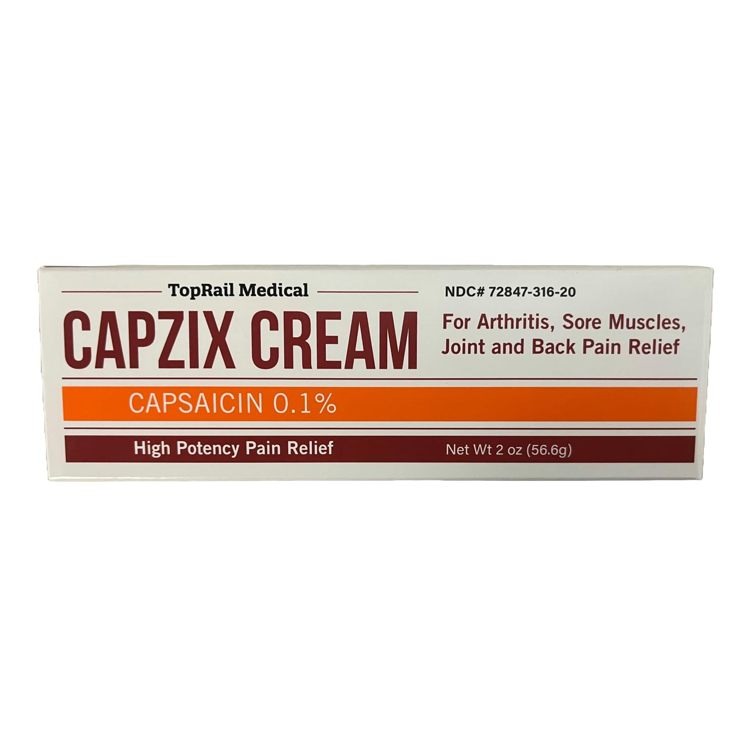 Capzix Cream for Pain Relief 2 OZ Capsaicin .1% High Potency/ Maximum Strength